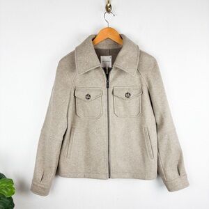 Avec Les Filles Utility Felted Full Zip Up Shacket Jacket Size S